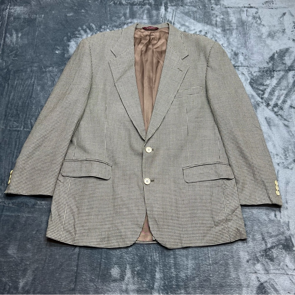 VTG 44‎ Men's Houndstooth USA Botany 500 Blazer Jacket Sport Coat Wool See Desc